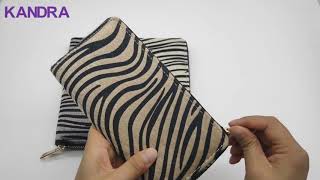 Women’s Zebra Print Fur Leather Zipper Wallets