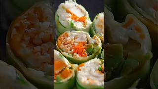 Fried Chicken Cucumber Sushi Roll 🔥🥒🍗 | Low Carb Crunch Wrap | Unique Food Hack #shorts #zachchoi