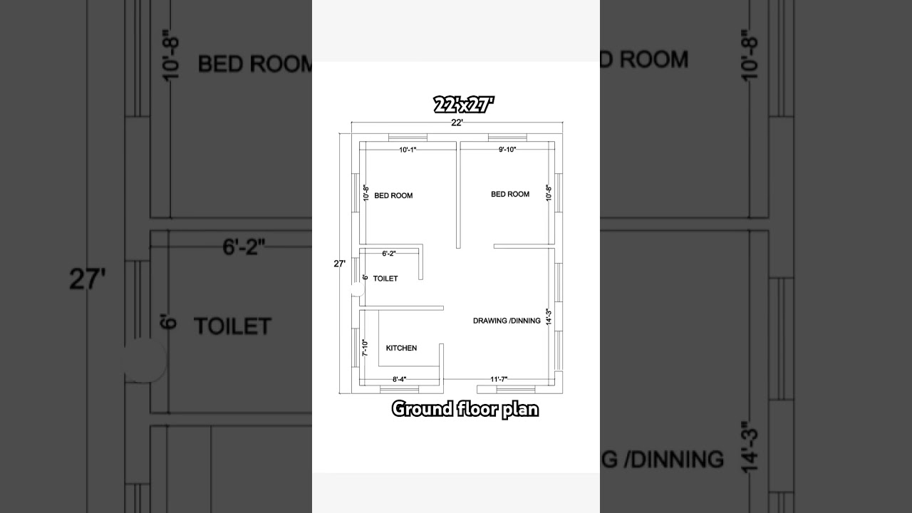 22'x27' ground floor plan (594 sqft)