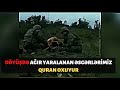 Döyüş meydanında çoxusu yaralanıb. Yaralı əsgər Quran oxuyur. Müharibədən ürək ağrıdan görüntü