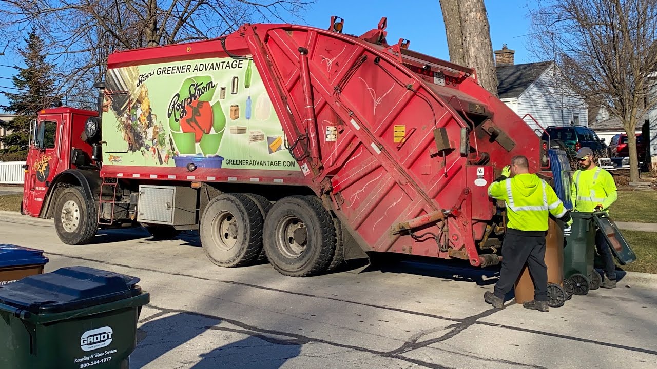 Manual Route with a Roy Strom Split Chagnon Rear Loader Garbage Truck