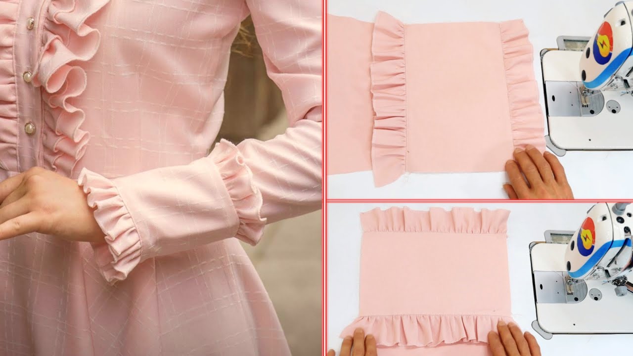 Sewing tutorial, Frill sleeves design with cutting and stitching