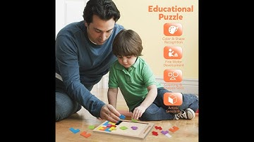 Coogam Wooden Blocks Puzzle Brain Teasers Toy Tangram Jigsaw Intelligence Colorful 3D Ru