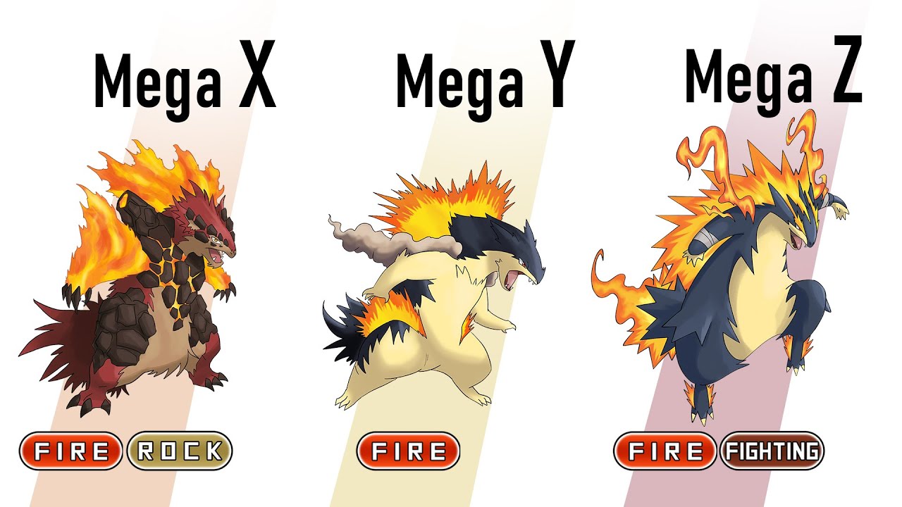 All Gen 2 Starters Pokémon Mega X/Y/Z Evolve 