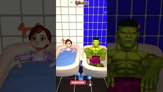HULK SMASH BATH! 💥 Tani's Giant Green Friend Sank the Tub! #Shorts #familyfun #scaryteacher3d