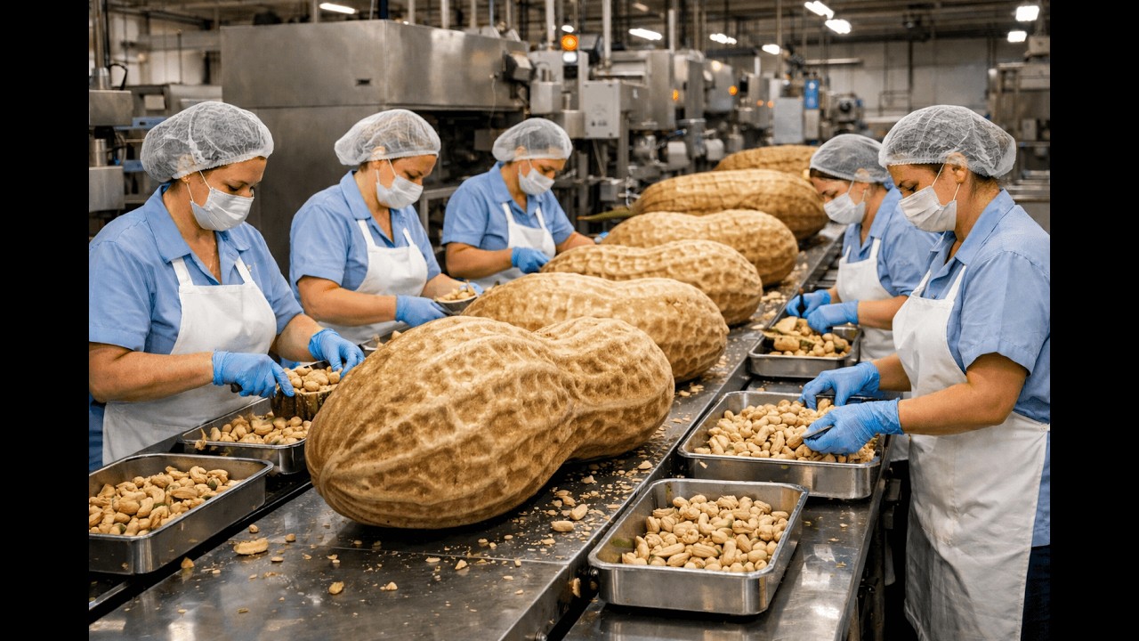 Amazing! Inside the peanut processing plant, the entire process
