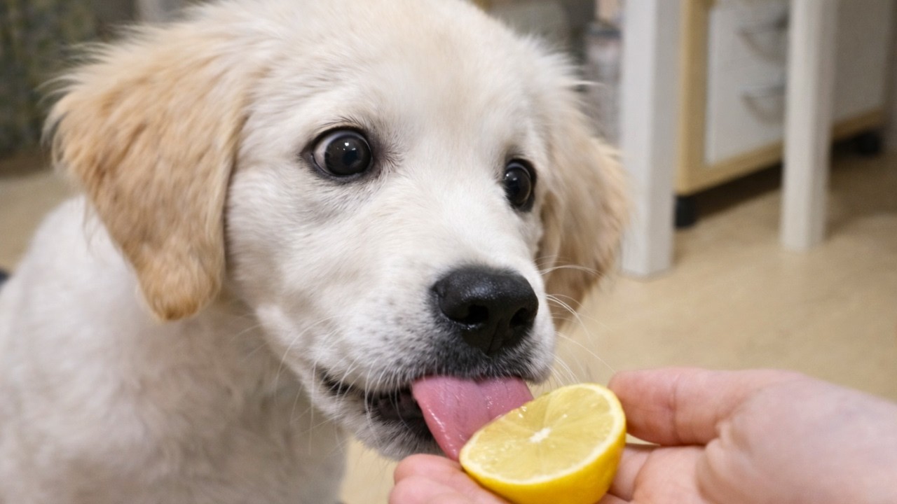 Golden Retriever Puppy Tries Lemon for the FIRST Time 🍋😂 (Instant Regret!)
