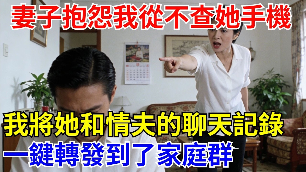 妻子抱怨我從不查她手機。深夜我將她和情夫的聊天記錄，壹鍵轉發到了家庭群。【酒館情事會】#男頻小說#都市#故事#小說#爽文