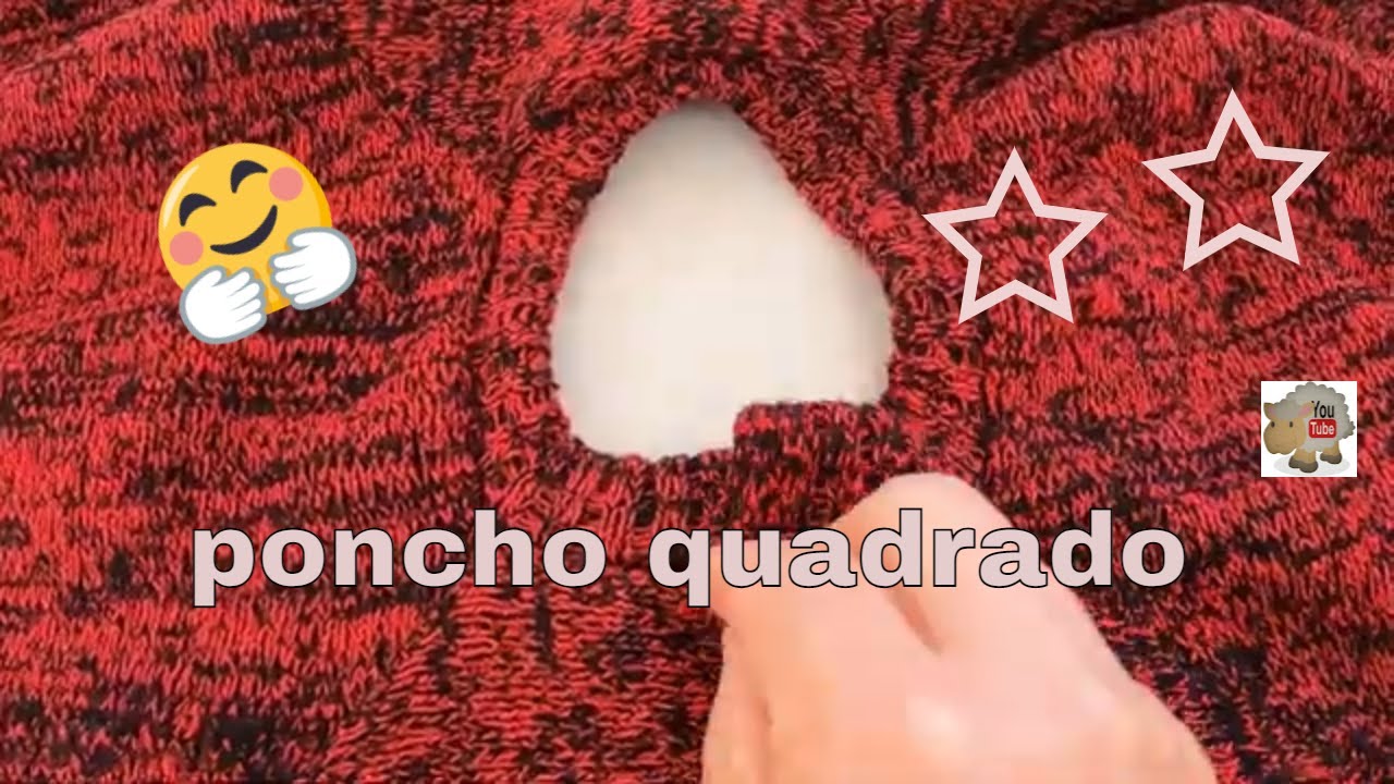 poncho quadrado inteiriço feito em máquina de tricô