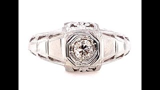 Art Deco Diamond Engagement Ring .12Ct Old European Cut Original 1930S Antique