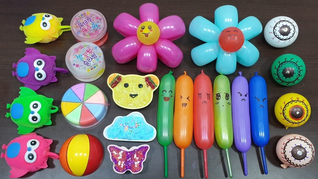 Mixing Beads into Store Bought Slime !!! Relaxing Slime with Funny Balloons