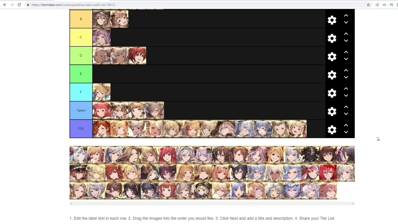 Create a GRANBLUE FANTASY VERSUS: RISING Tier List - TierMaker