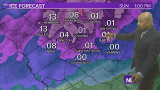 Latest forecast on chance if ice for South Carolina