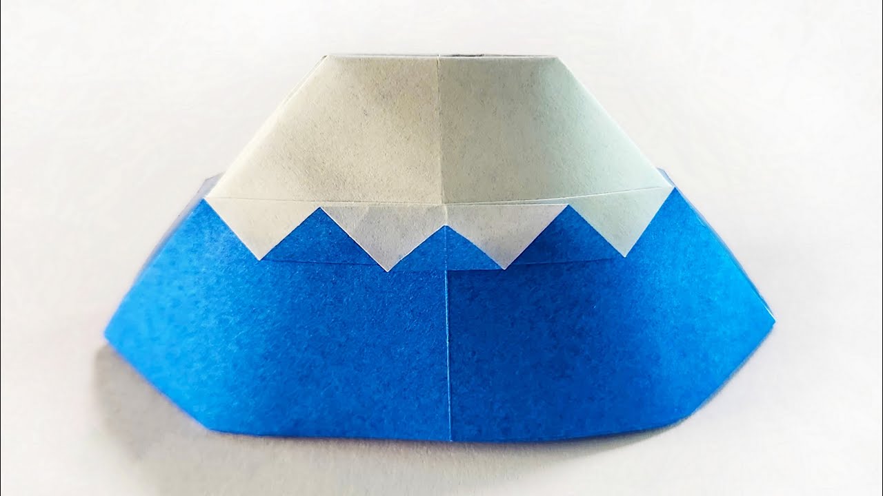 折り紙】1枚で簡単な立体 富士山の折り方🗻How to make paper Mount