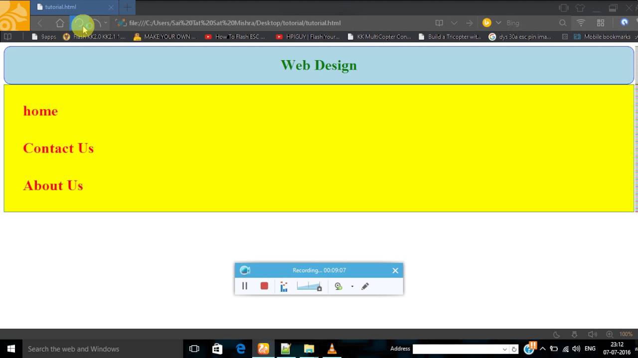 HTML TUTORIAL 12(Basic webpage layout using css)