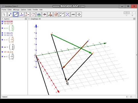 GeoGebra graphique3D combinaison vecteurs - YouTube