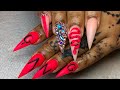 Gucci snake nails | Pink stiletto acrylic nail tutorial