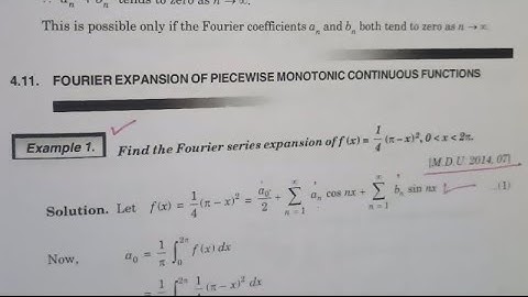 Example 1 Fourier series chapter 4 Real and complex analysis bsc 6th sem explained by Yogeshwar Sir