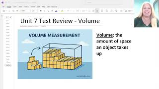 Unit 7 Test Review - Volume