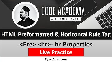 Preformatted & Horizontal Rule Tag 11 | Complete HTML5 Tutorial in Hindi/Urdu | CODE ACADEMY