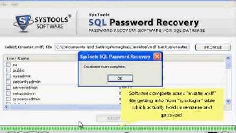 SQL Password Recovery
