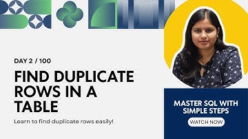 Day 2 | SQL Tutorial: How to Find Duplicate Rows in a Table – Step by Step | CodeWithIndu