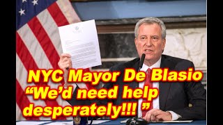New York City Mayor Bill de Blasio holds a press briefing