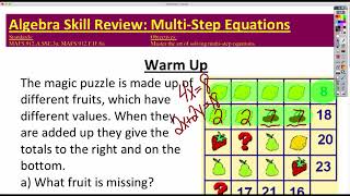 Geometry Algebra Skill Review 1 Screencast 2017-2018