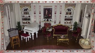 Dollhouses in Detail: 1:48 Scale Dollhouse Miniature Tour Elegant Red Victorian Parlor Room Box