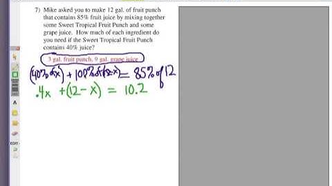 How to Solve Algebra Word Problems: Mixtures Problem Set 2