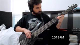 Bass Guitar Right Hand Speed Exercise 3 Fingers 16th Notes 80 - 240 BPM chords