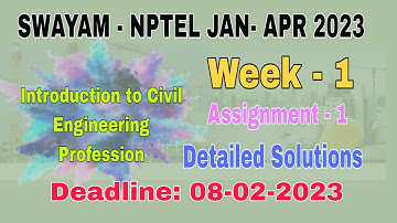Week-1 NPTEL-Introduction to Civil Engineering Profession  #assignment -1 I Jan-Apr 2023 I Solutions