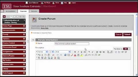 Creating A Discussion Forum & Thread - TSU Blackboard Faculty
