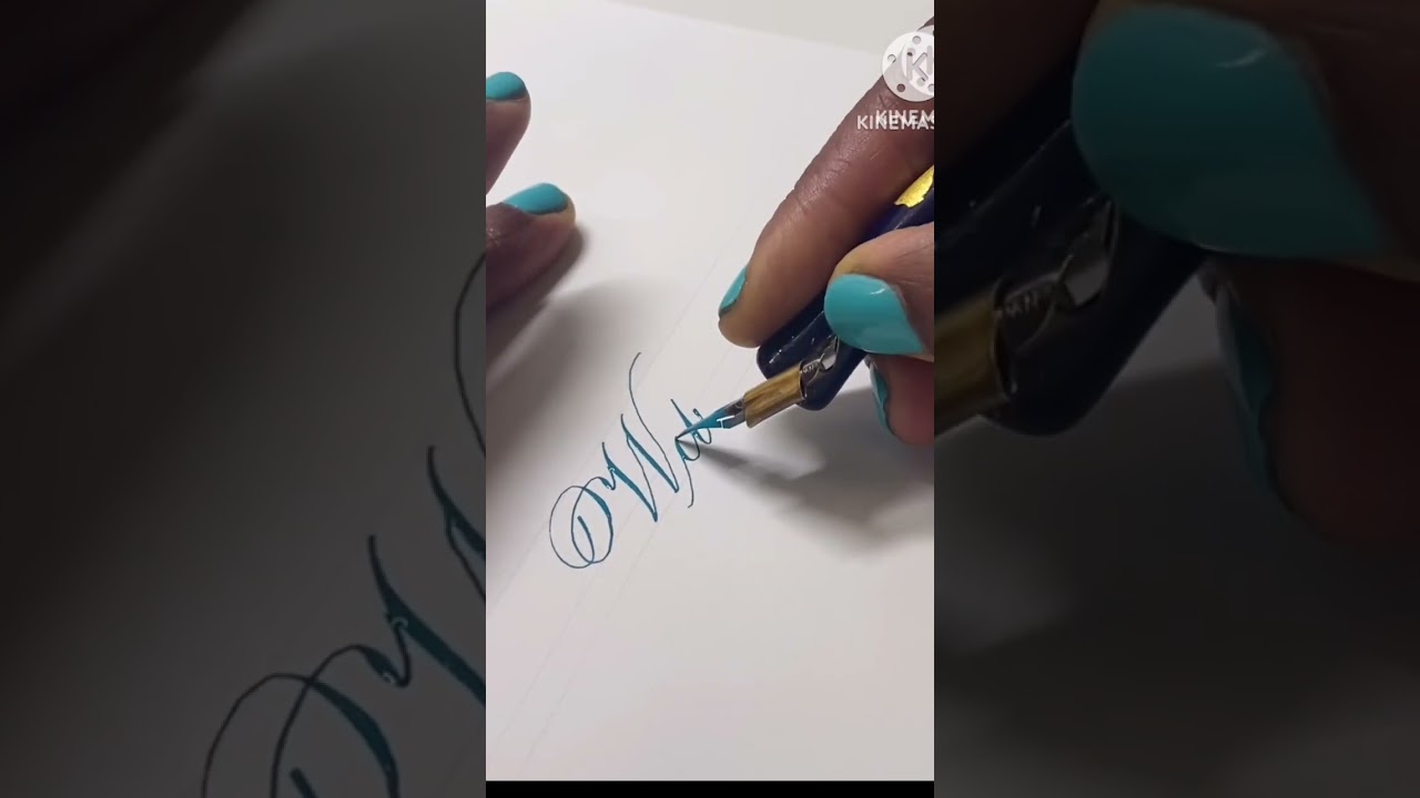 Writing the word Website with the pointed pen.