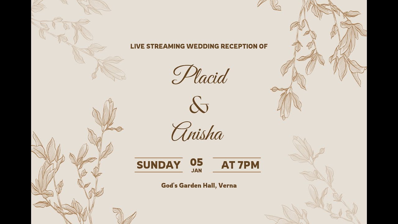 Wedding Reception of Placid & Anisha  | 7pm on 05-01-2024 |  God's Garden Hall Verna