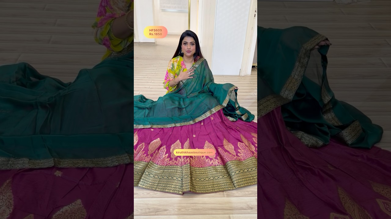 ⭐Half Saree Code-HFS609⭐WebsiteLink- kiruthikhaasboutique.com