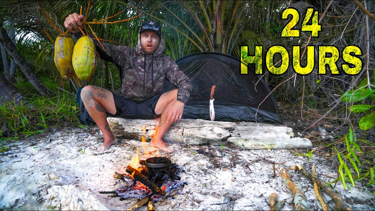 I Survived 24 Hours Alone on a Remote Island Catching My Own Food - YouTube