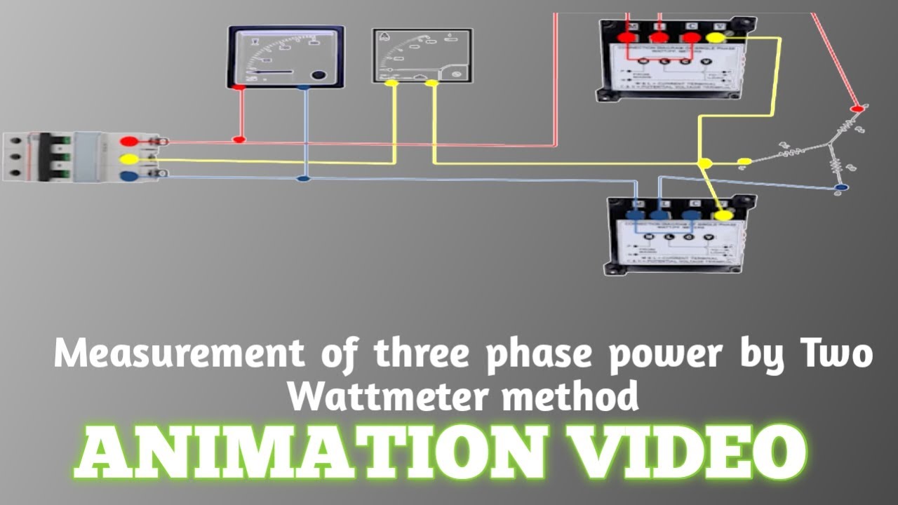 Tree Power Two Measurement of three phase power by Two Wattmeter method,2D animation ...