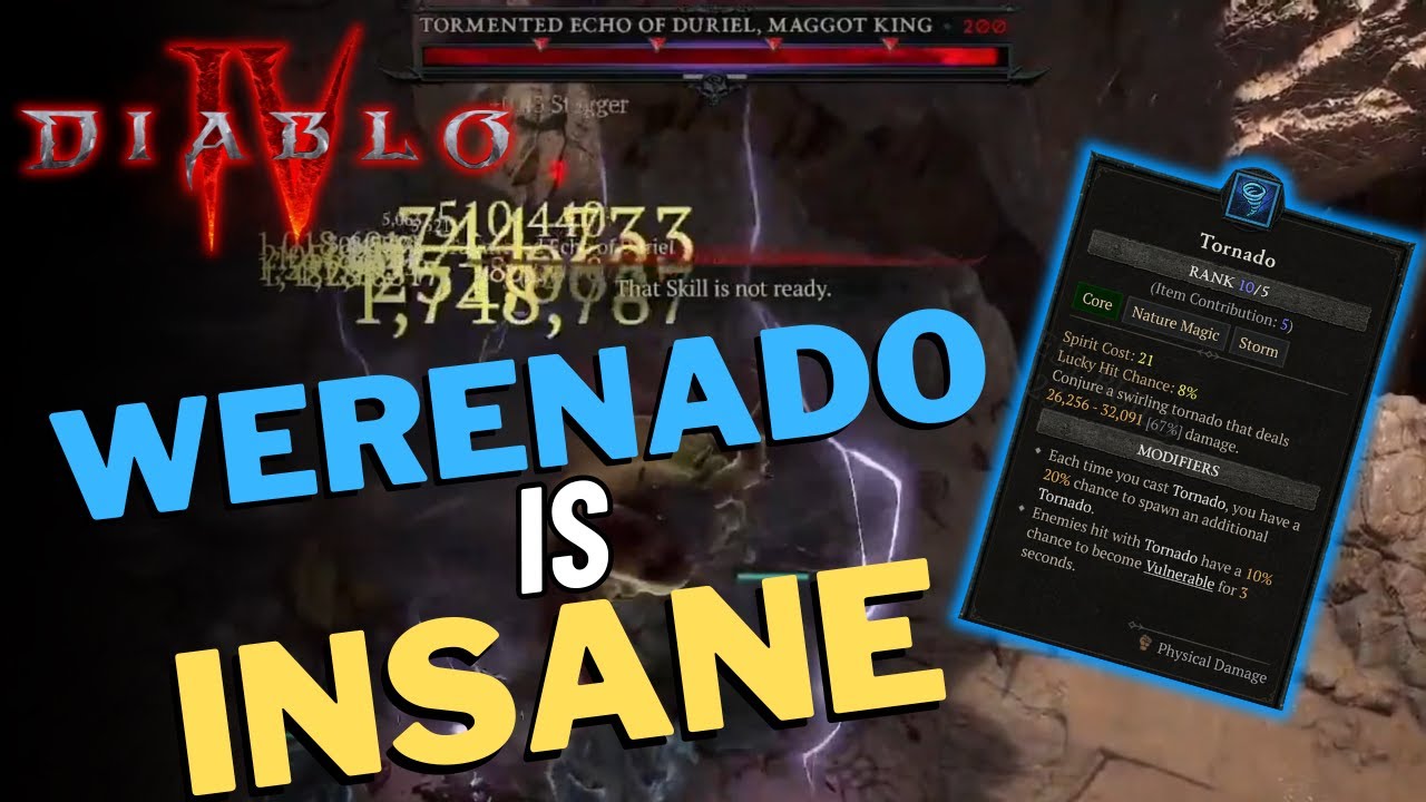 Diablo 4 - WERENADO Druid Blowing Tormented LvL200 Uber Duriel Away // Season 4 PTR