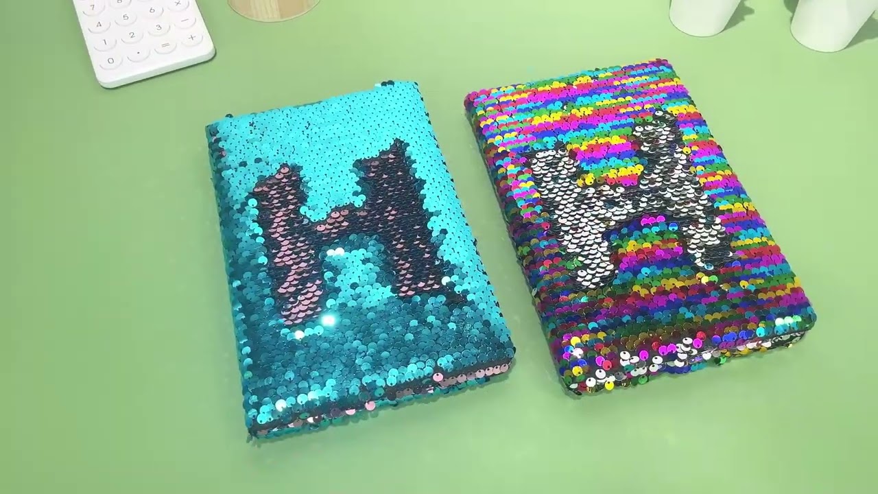 Exerz Reversible Sequin Notebook Rainbow/Teal