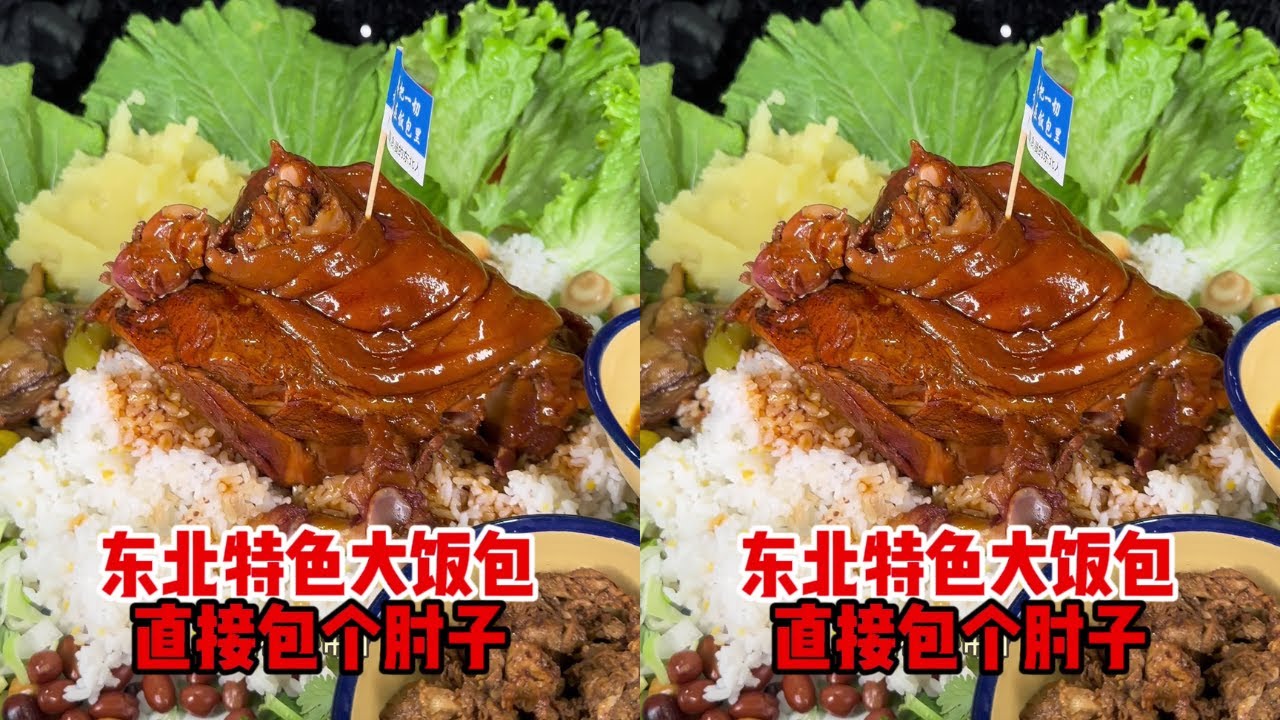 【王飽飽】東北大飯包！！#吃貨 #飯包 #肘子