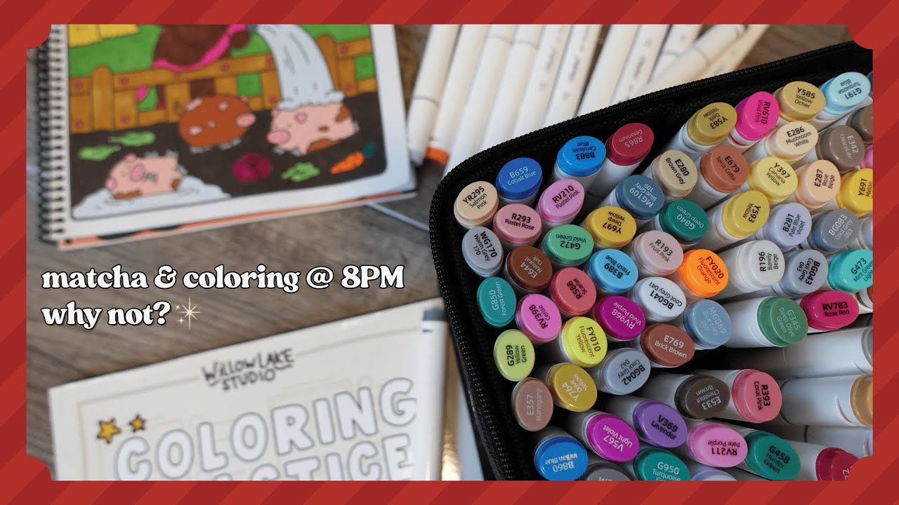 Matcha Coloring making matcha + coloring a whole page at 8pm because we have free will ...