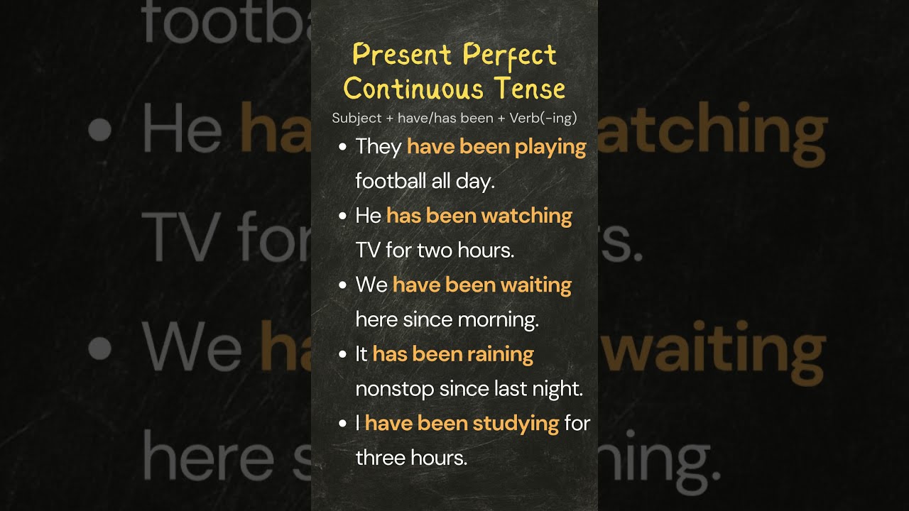 Present Perfect Continuous Tense Formula 6 Examples Easy English Grammar Guide