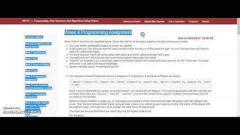 Week 4 Programming Assignment | Programming, Data Structures and algorithms using Python (2020)