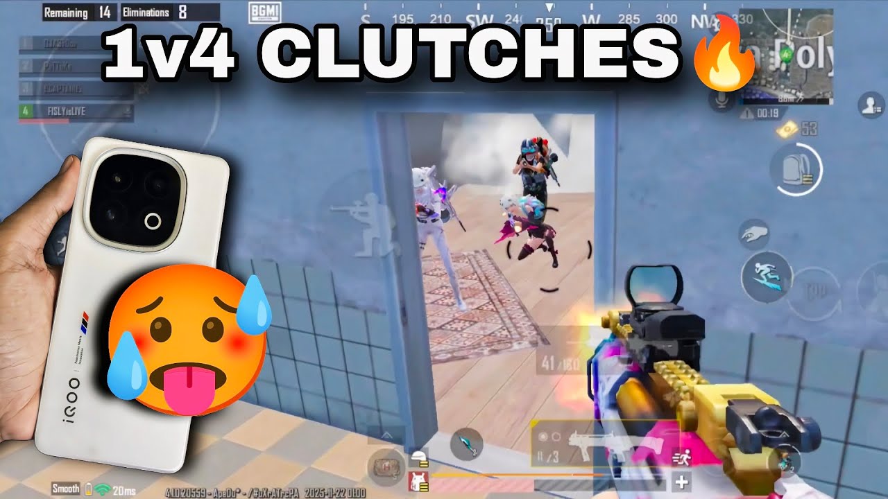 Iqoo 13 5g 120fps | 1v4 Clutches🔥 | 5 Finger+Gyro | Fislyislive | bgmi ...