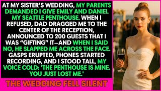 At My Sister’s Wedding, My Parents Demanded My Penthouse — Then Dad Slapped Me Before Guests, and I…