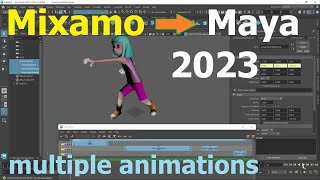 Putting multi-animations from Maximo to Maya 2023