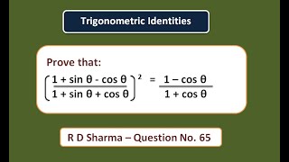 Trigonometry. Prove that (1+sina-cosa/1+sina+cosa)^2=1-cosa/1+cosa. Trigonometry important questions