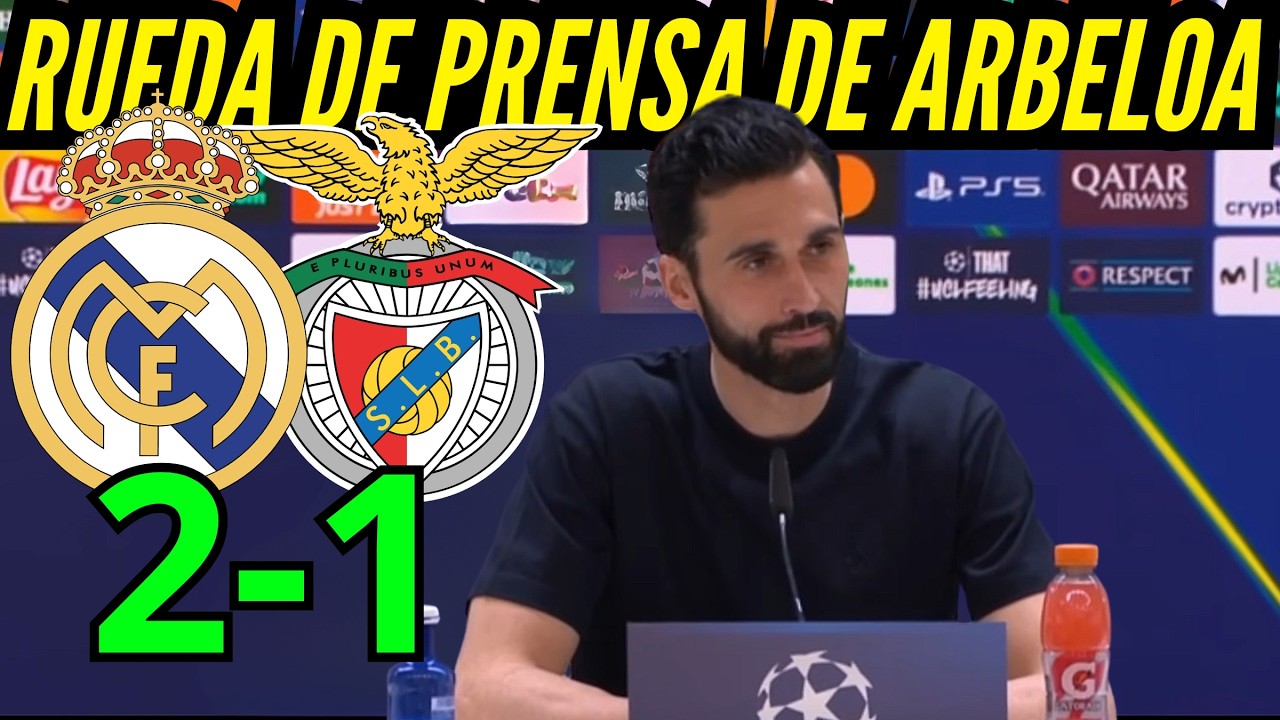 RUEDA de PRENSA de ARBELOA despues de la VICTORIA del REAL MADRID 2 BENFICA 1