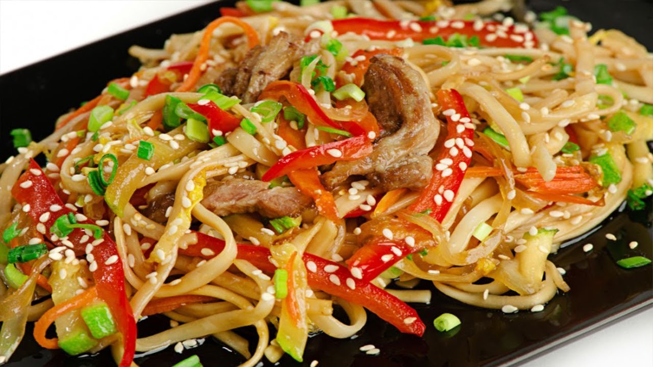 Лапша Удон и Соба в домашних условиях с овощами - YouTube